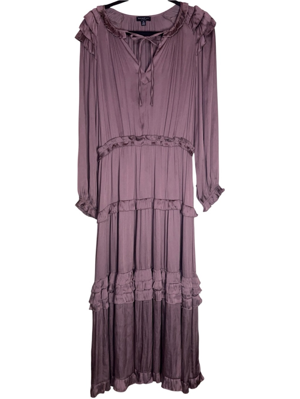 Anthropologie Ruffle-Tier Maxi Dress with Tie Neck